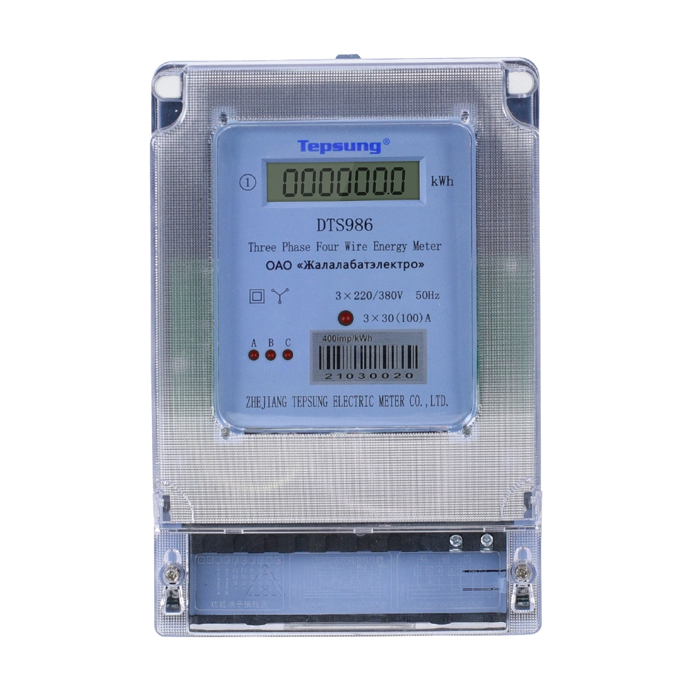 Three Phase Four Wire Digital Electricity Meter with Transparent Cover