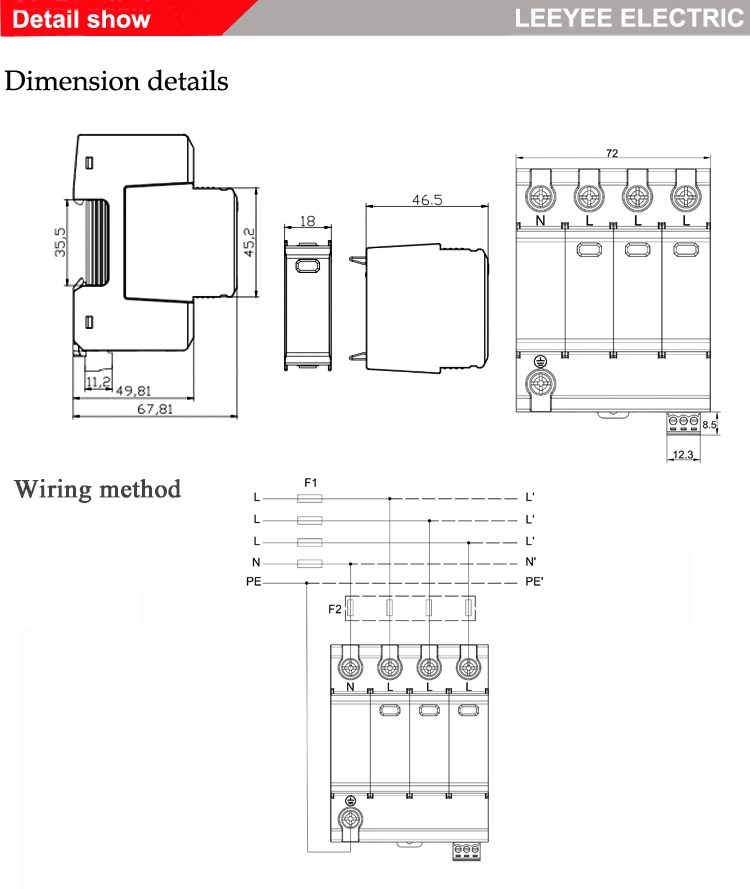 3p+N 20ka 275V AC SPD DIN Rail Surge Protective Device for Lightning Protection