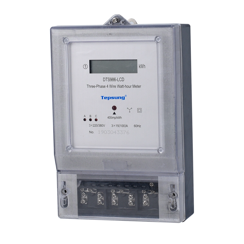 Three Phase Four Wire Digital Electricity Meter with Transparent Cover